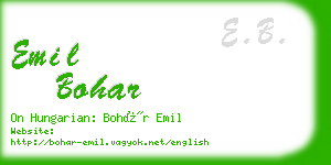 emil bohar business card